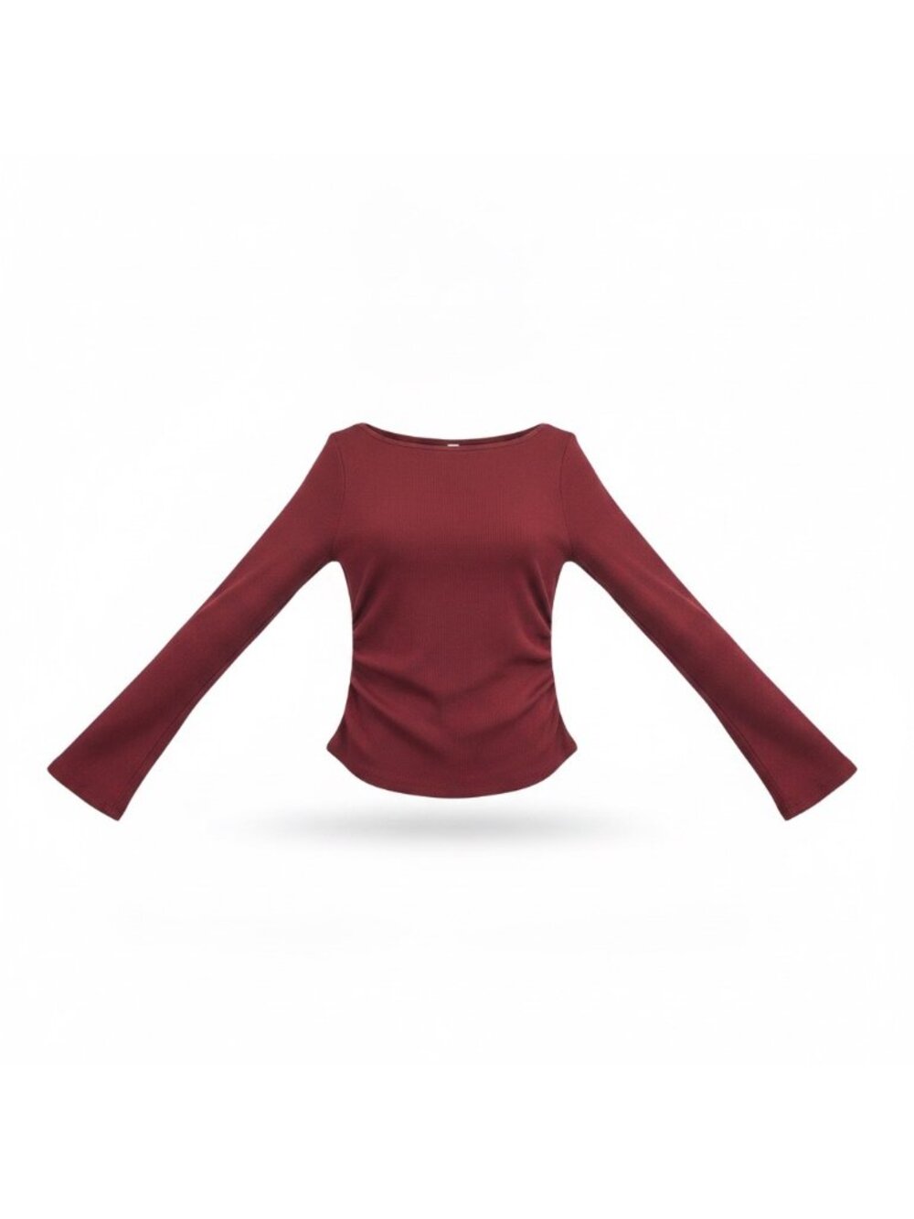 Prettygarden Womens Red Viscose Blouse With Flare Sleeves Stretch Fabric Size M